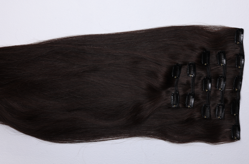 Straight Clip-In Extensions – Dusk (Darkest Brown)